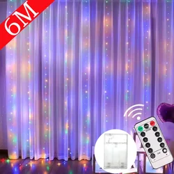 6M Led Garland Curtain Light 8 Modes Battery Box Remote Control Fairy Tale Light String Wedding Christmas Home Decoration Light