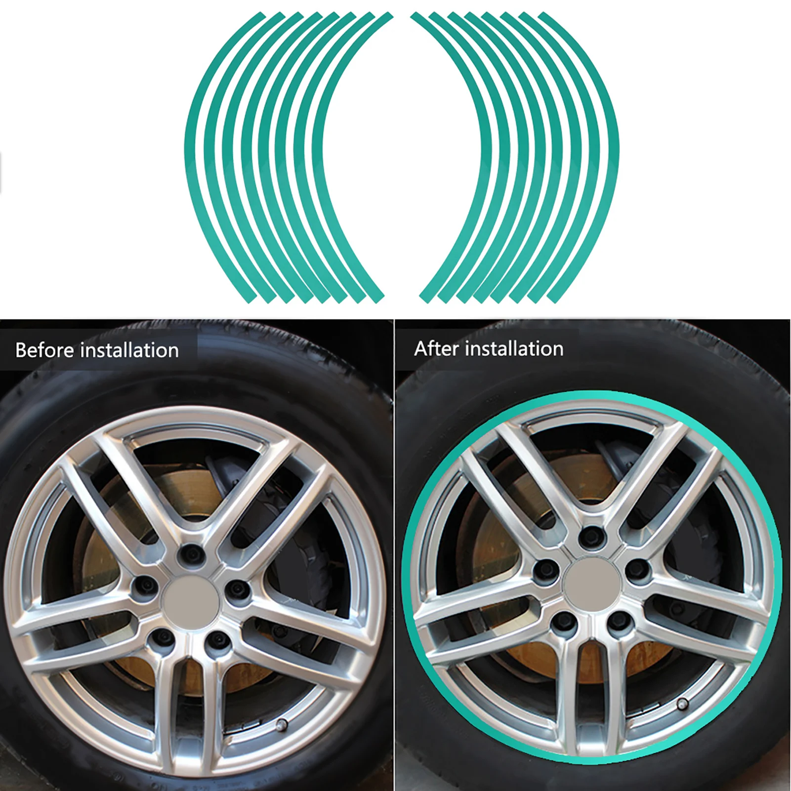 

16Pcs Universal Car Motorcycel Wheel Reflective Pinstripe Decal Tape Sticker Decoration Film 6 Colors