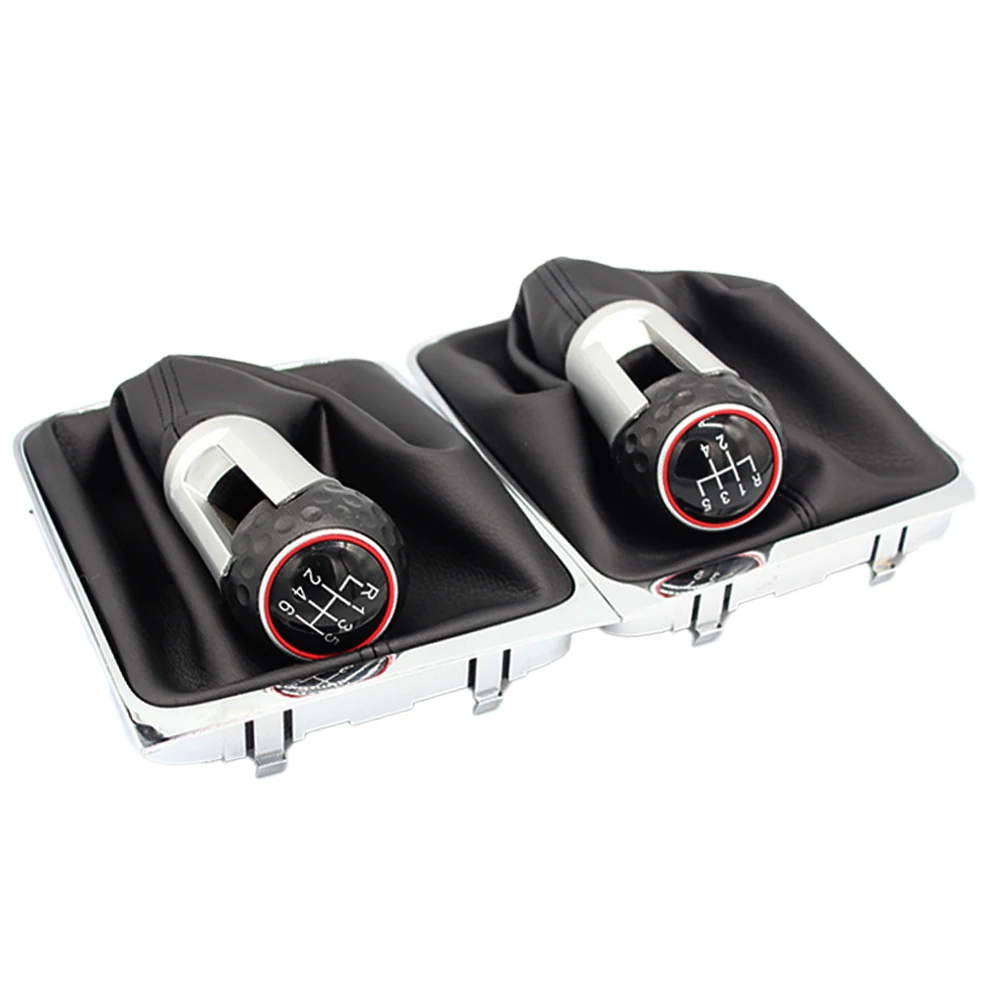 Image of Neues Produkt 5/6-Gang Schaltknauf Schalthebel Handball-Lederbezug Schaltmanschette für VW Golf 7 MK7 VII GTI GTD 2013-2018
