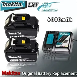 Batería de iones de litio Original Makita de 6.0Ah, 18V, para herramienta eléctrica LXT BL1860B BL1860 BL1850 batería recargable de repuesto