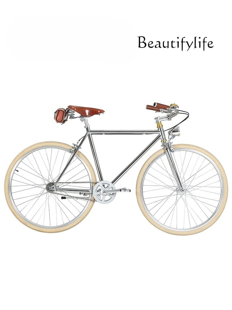 

Retro scooter women's city commuter car single speed road car retro unisex silver