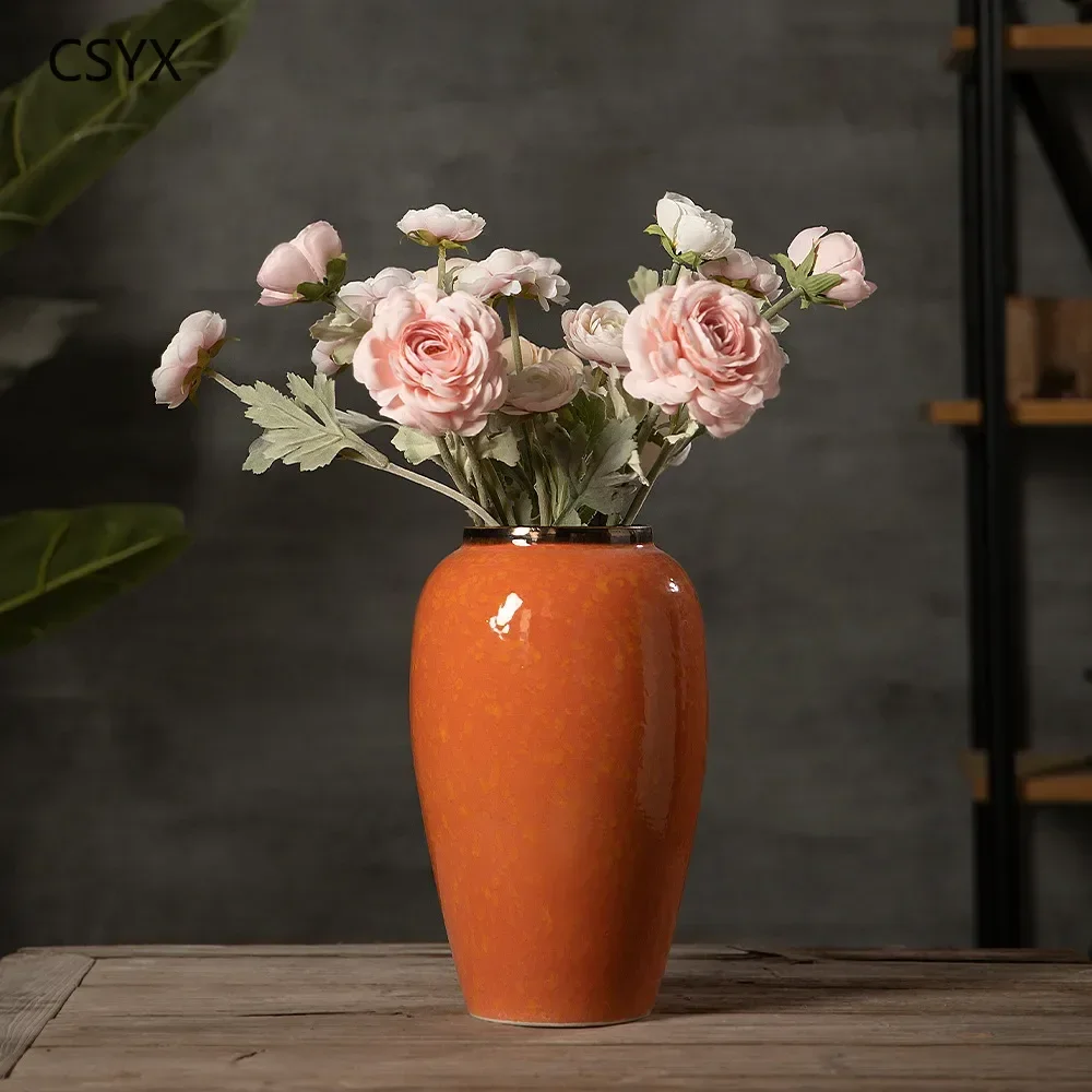 

New Chinese Ceramic Vase Home Soft Decoration, Flower Arrangement Pottery Pot Light Luxury Ornament Decoration