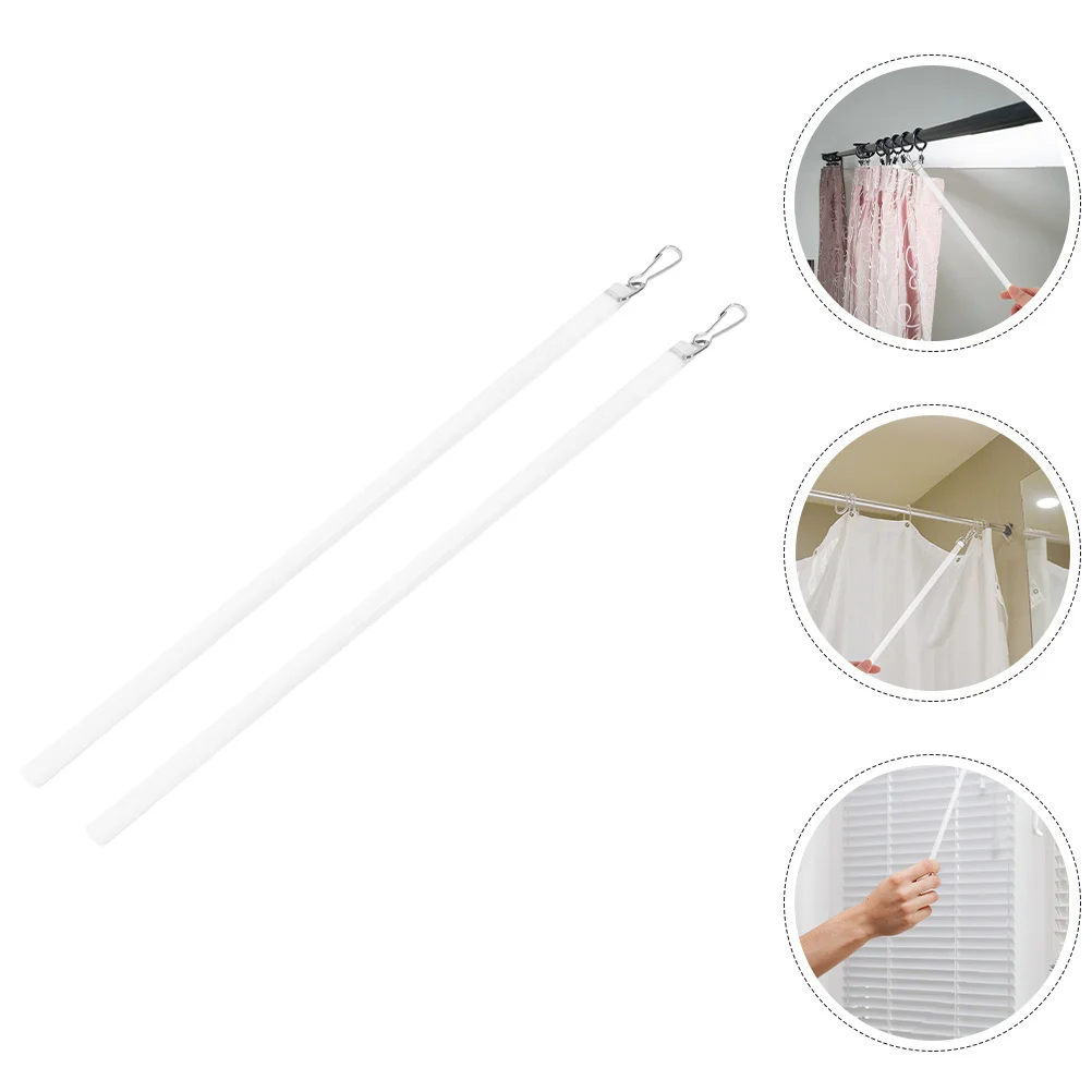 

2Pcs Clear Curtain Pull Rod Acrylic Drapery Wand Smooth Blind Opener Replacement Part Long Window Blind Tilt Rod with Hook