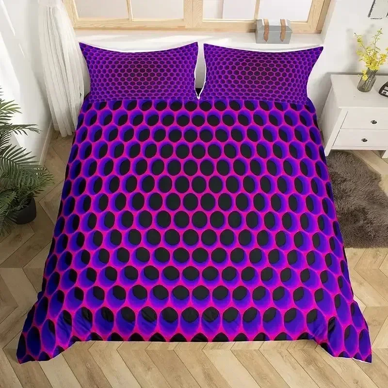 

3D Honeycomb Duvet Cover Abstract Geometric Bedding Set Microfiber Comforter Cover With Pillowcases King For Kids Adults Decor02