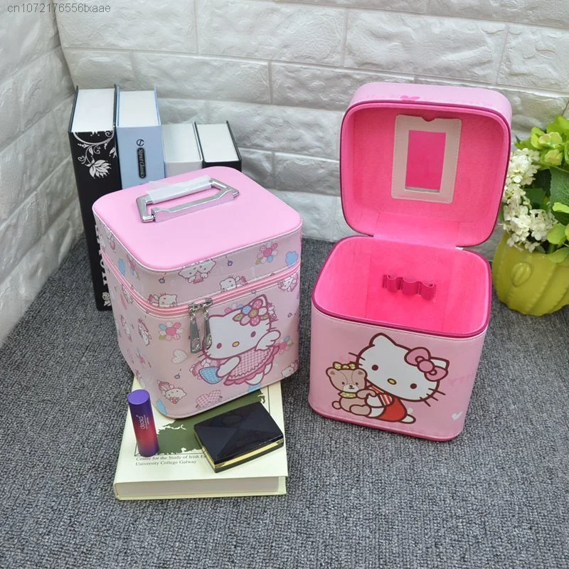 Sanrio Bag Cartoon Hello Kitty Portable Makeup Storage Bag Y2k Women Korean Trendy Home Room Travel Packaging Accessories Boxes