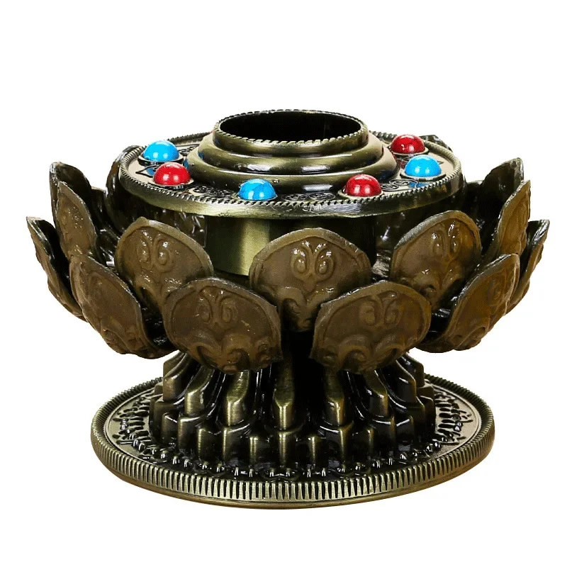 

Hand Cranked Prayer Barrel Lotus Alloy Base Eight Auspicious Wheel Bottom Support Decoration Home Accessories