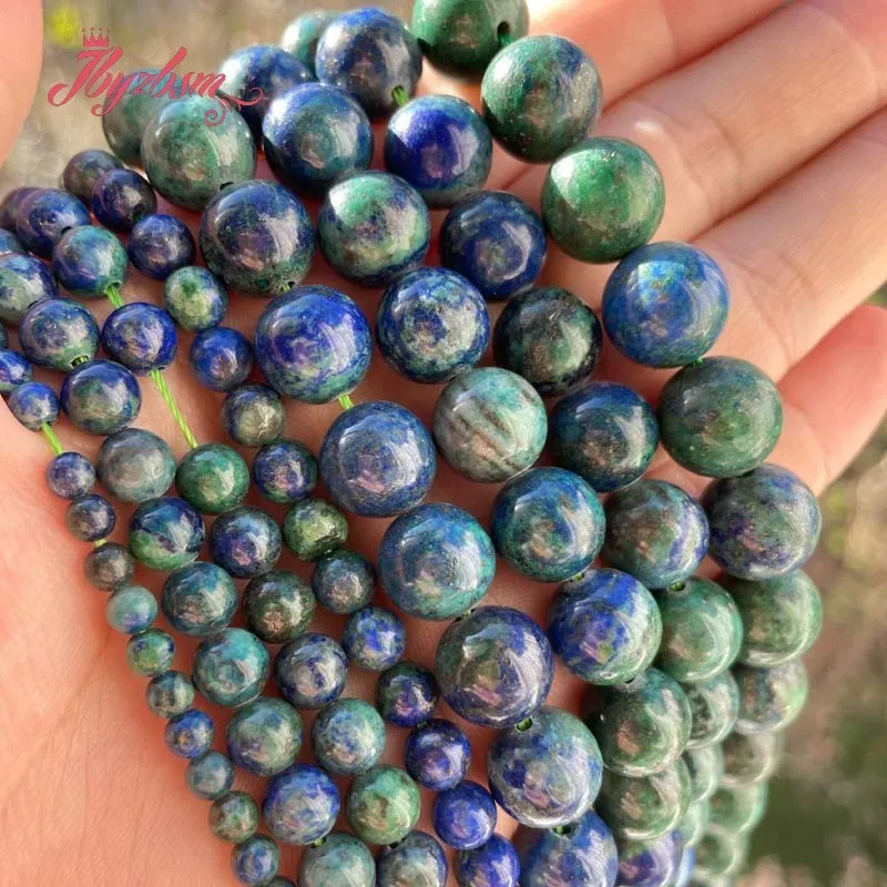 

6/8/10/12mm Natural Malachite Lapis Lazuli Smooth Round Stone Beads For DIY Necklace Bracelet Jewelry Making 15" Free shipping