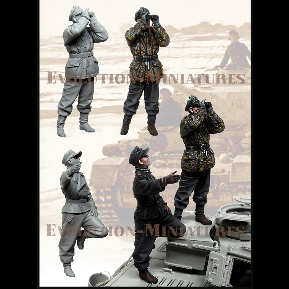 1/35 Panzer Crew WW II, Resin Model figure soldier, Military themes, Unassembled and unpainted kit