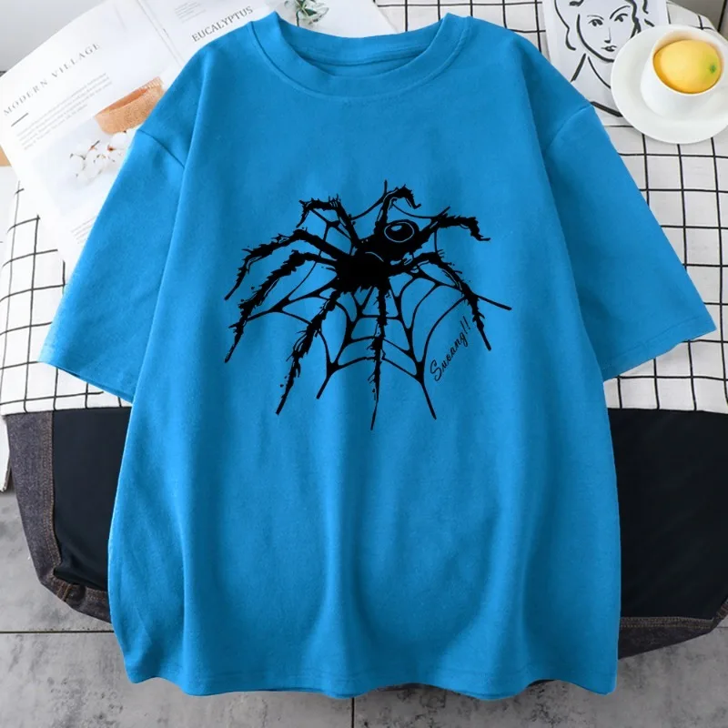 Marvel Big Black Spider-Man T-Shirt Fashion Loose Cotton T-Shirt Casual Drop Shoulder T-Shirt Happy Cool Ladies Short Sleeve Top