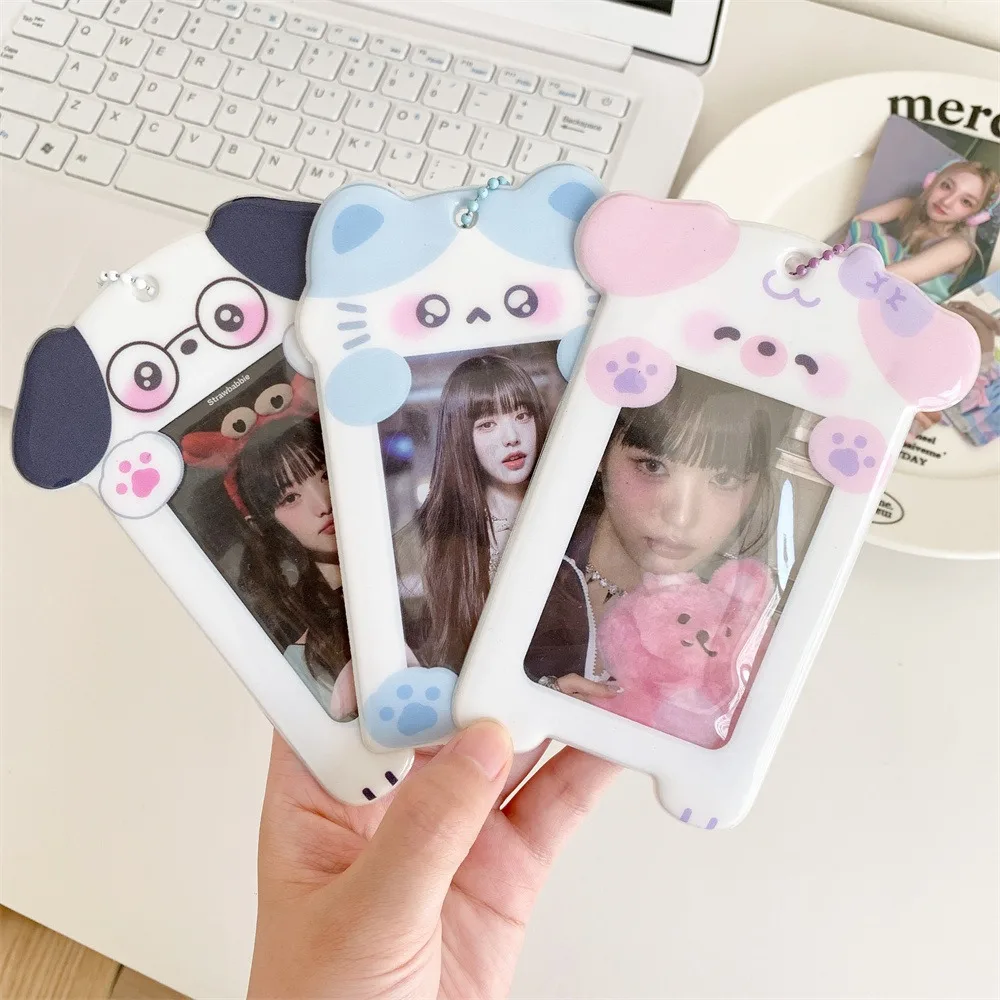 Kawaii PVC Puppy Card Sleeve Korean Style Capybara Photocard Holder Cartoon Key Chain Card Protective Case Outdoor