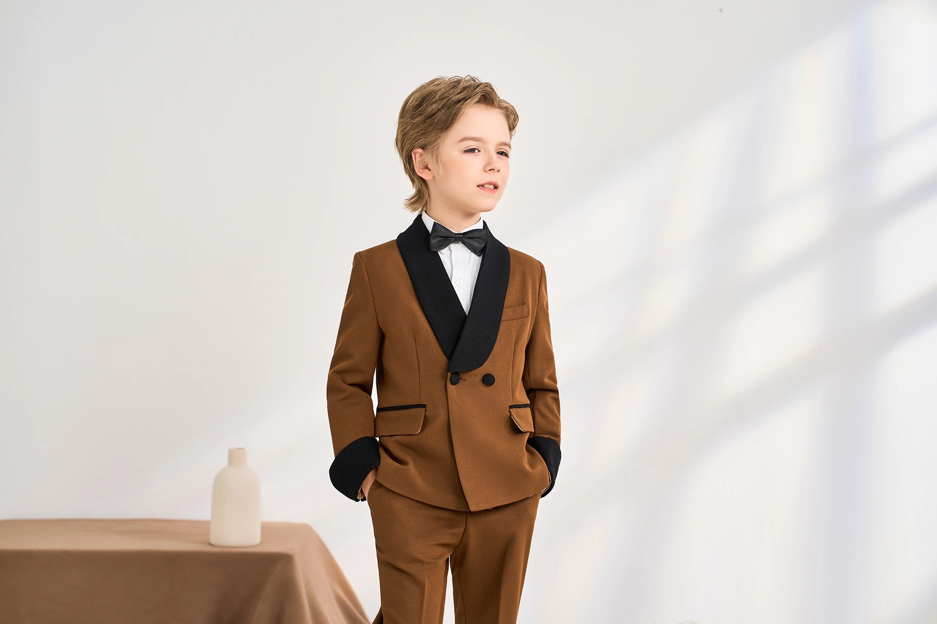 French Color Matching Boy Suits Cute Kids Dinner Tuxedos For Wedding Party Prom Birthday Wear Jacket Pants Vest