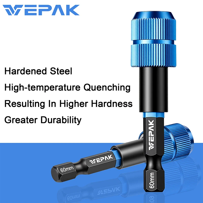 VEPAK 60mm Magnetic Quick Release Bit Extension Bar 1/4