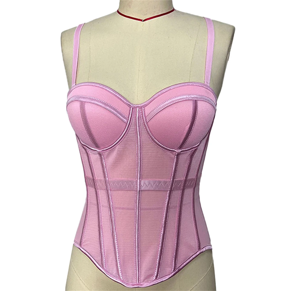 Becirzet Elegantes Formgebendes Sexy Spitzenkorsett Damen-Bustier Taillentrainer Schlankes Crop-Top Körperformer Mehrfarbiger Fischgräten-BH – Detail 27