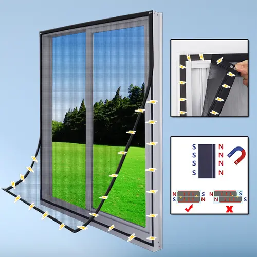 TYMF Black Magnetic Window Mosquito Net Screen Customized size glass fiber invisible Mesh insect Curtains Removable Washable ﻿ - Image 3
