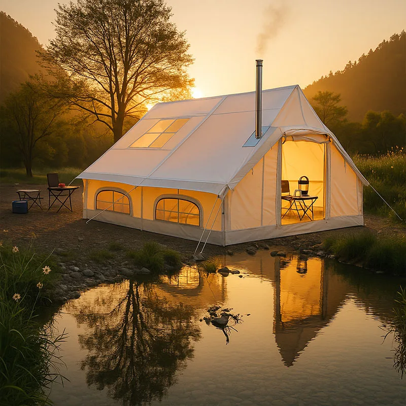 

Tom Auto8-10 Person Tent Large Inflatable Family Tent Waterproof Air Shelter Manual Pump Quick Build Cabin for Picnic