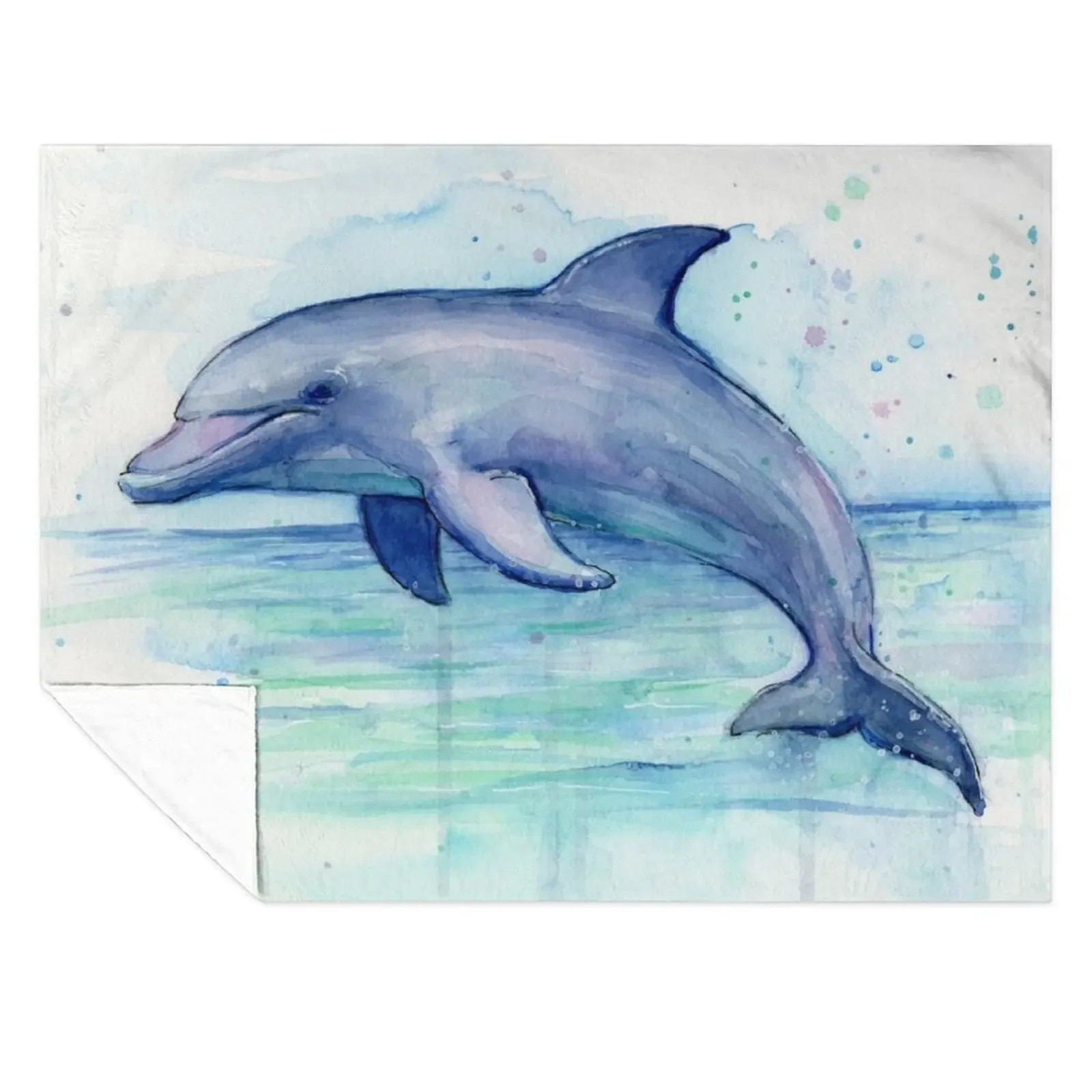 

Dolphin Watercolor Throw Blanket Designers bed plaid Luxury Multi-Purpose Blankets