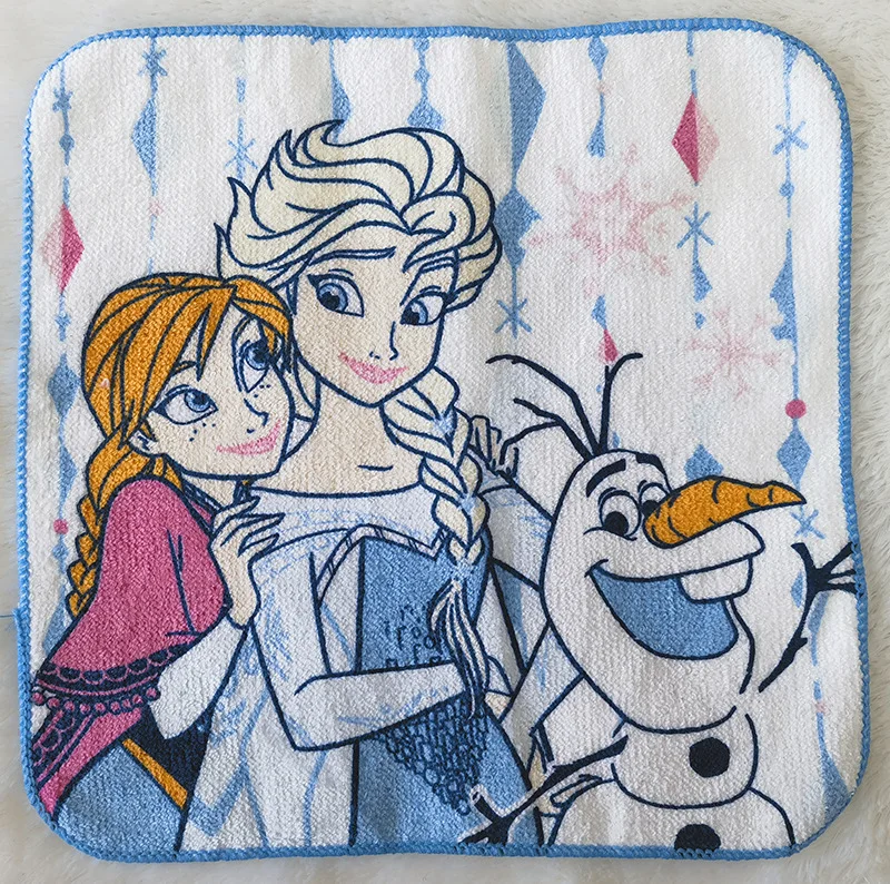 Disney Frozen Anna Elsa Snowball cartoon small square towel cotton children\'s towel clean portable storage children\'s toys gift