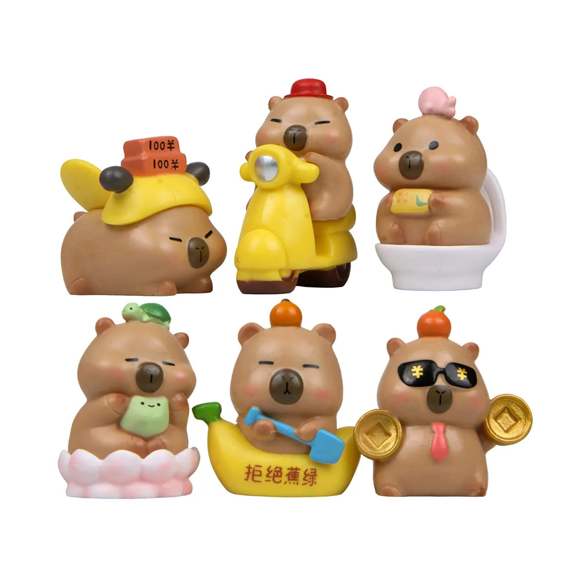 

6Pcs Cute Capybara Good Life Micro Landscape Gardening Landscaping Figurines Creative Kawaii Doll Car Decoration Dolls
