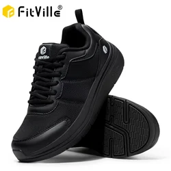 FitVille Men's Walking Shoes Wide Width Max Cushioning Lightweight Sneakers Sport Shoes for Plantar Fasciitis Pain Relief