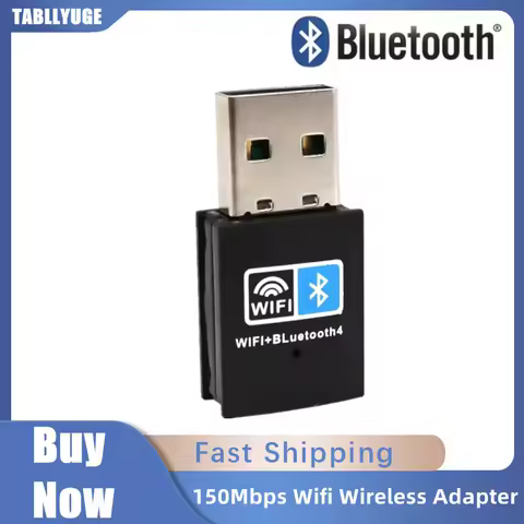 150Mbps WiFi Bluetooth Wireless Adapter USB 2.0 Adapter 2.4G Bluetooth V4.2 Dongle Network Card RTL8723BU for Desktop Laptop PC
