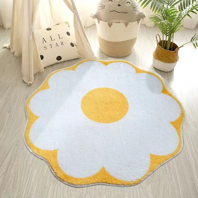 Household Flower Pattern Thickened Living Room Bedroom Bedside Absorbent Imitation Cashmere Carpet Pastoral Children's Room Floo