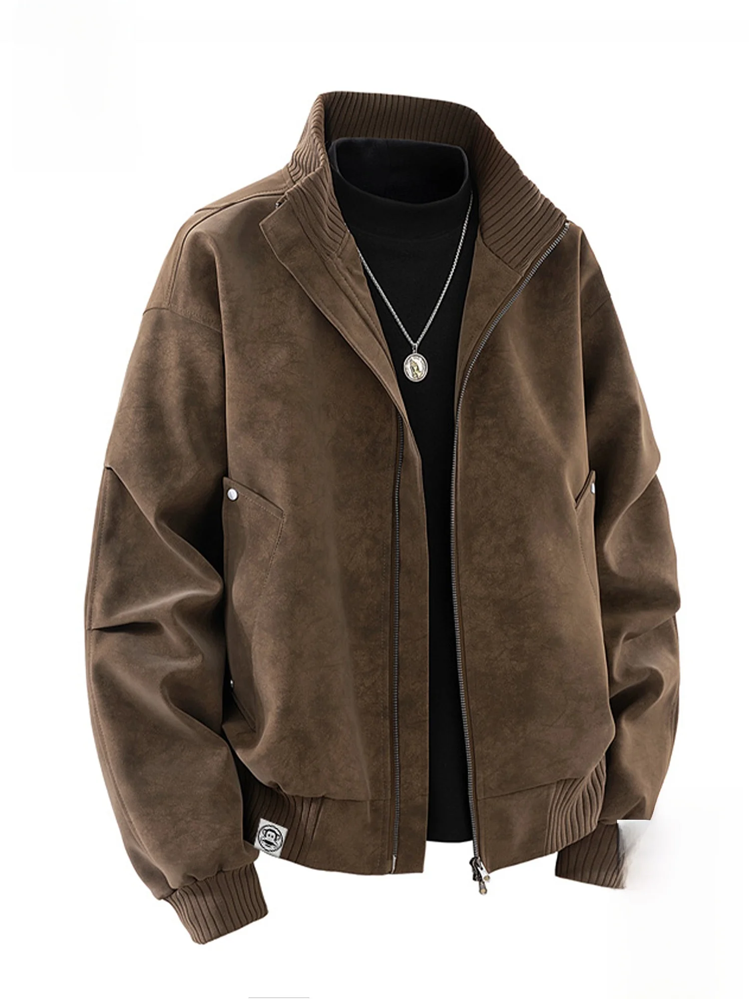 

PaulFrank Retro Loose Dyed Jaet Men's Spring Casual Stand Collar Windproof Outerwear Polyester Fiber Long Sve Zipper Clo...