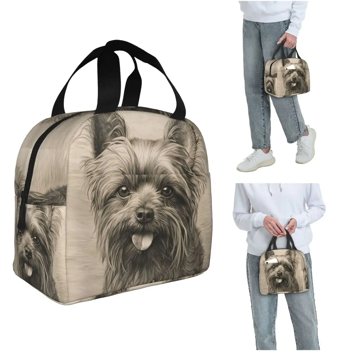 The Adorable Yorkshire Terrier Dog Insulated Lunch Bag for Women Children Leakproof Food Boxes Thermal Lunch Box Tote