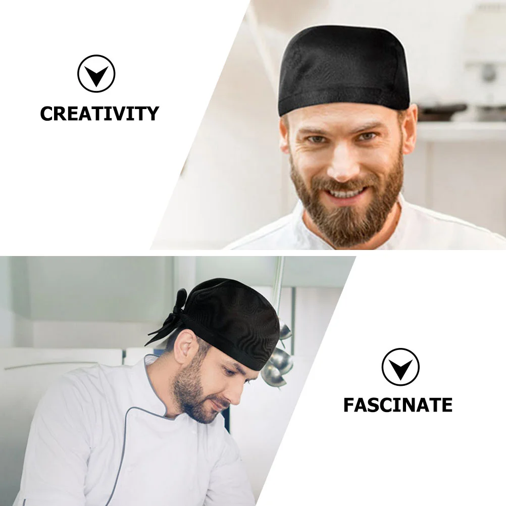 Chapeau de Chef de cuisine en tissu de coton noir, 8 pièces, chapeau de travail de cuisine pour Restaurant, cafétéria, casquette uniforme pour Chef et cuisiniers