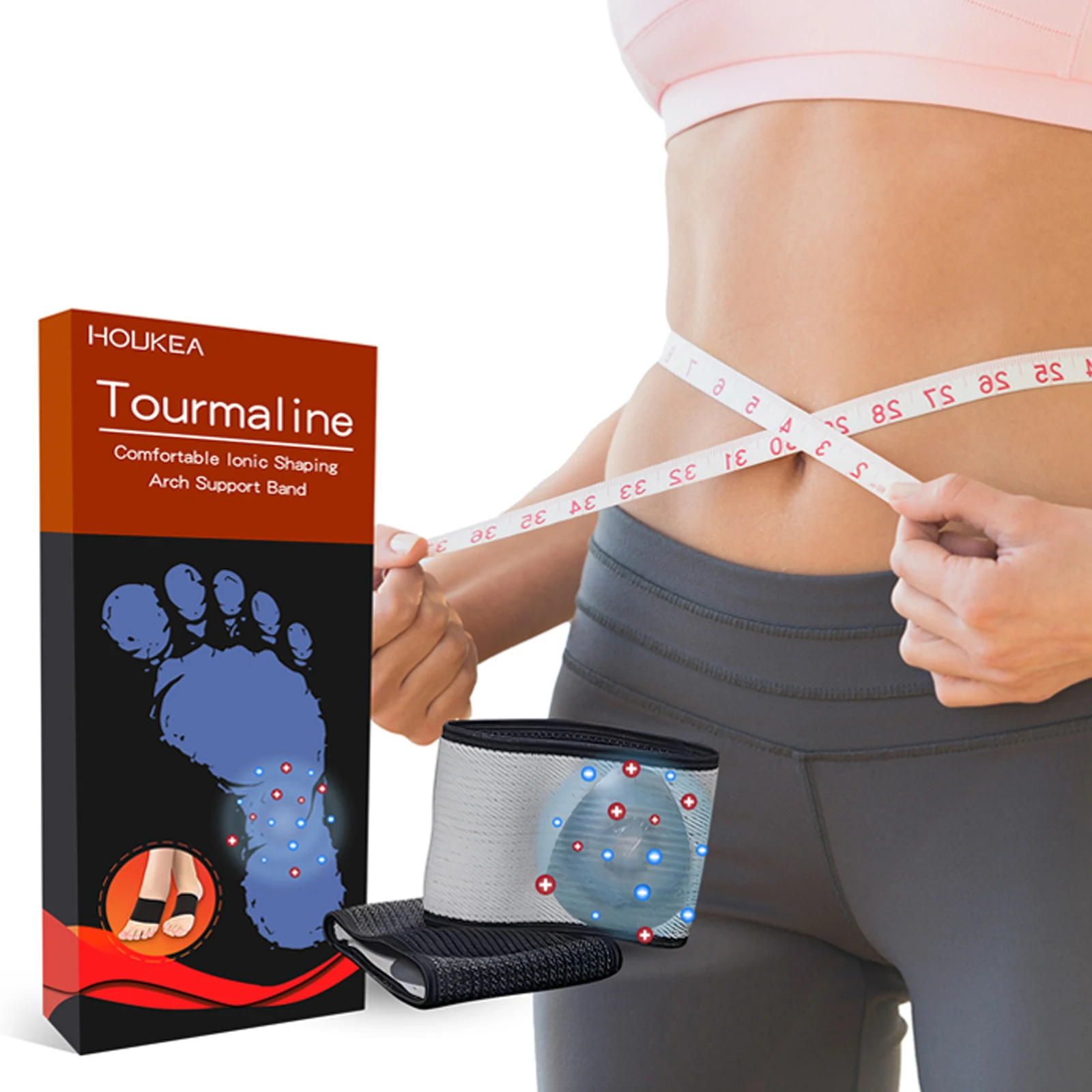 Tourmaline Body Shaping Foot Cushion Blood Circulation Massage Relieve Legs Fatigue Wear Sweat Absorption Arch Correction Pads