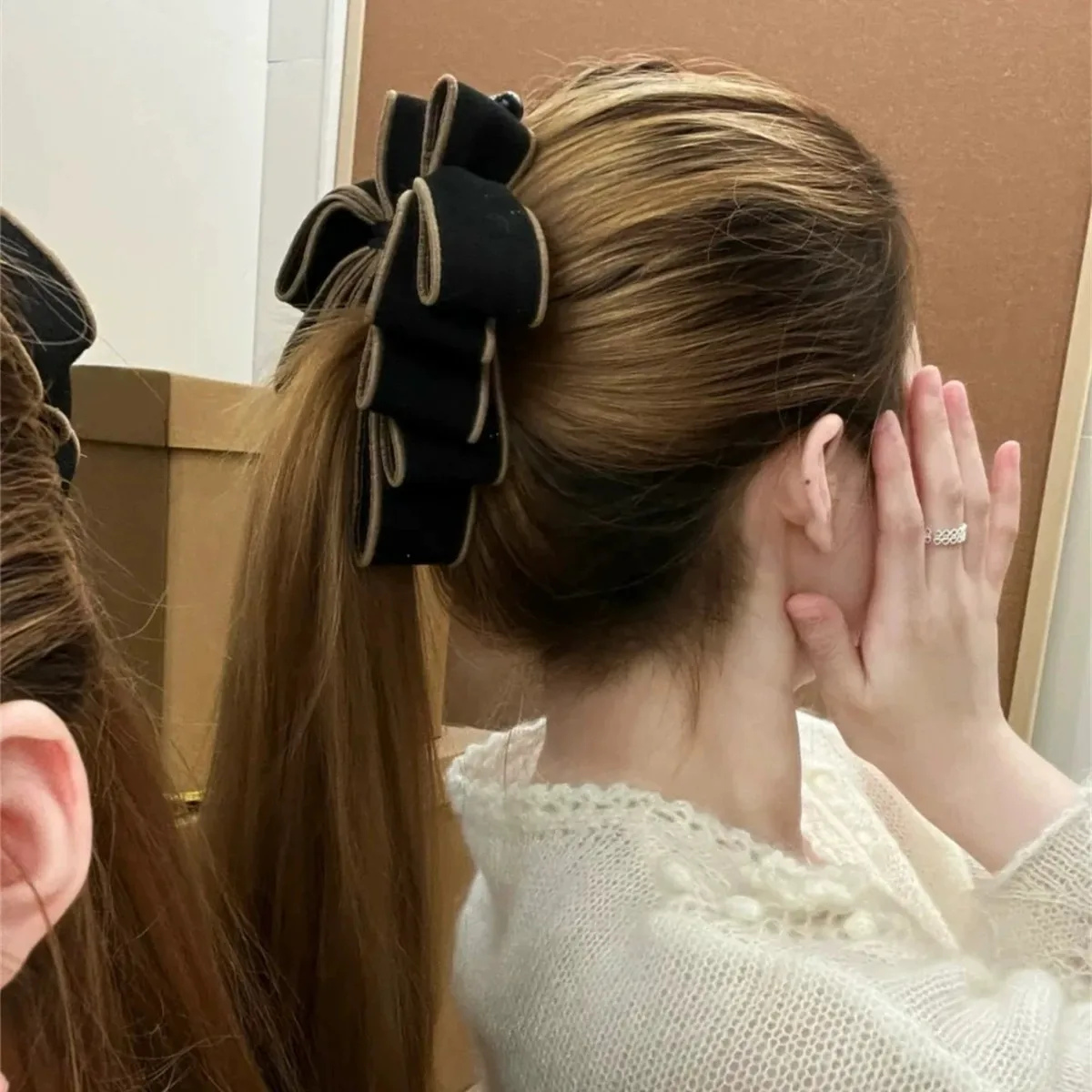 Clip de plátano con lazo coreano para niña y mujer, tocado, pasador de cola de caballo, accesorios para el cabello, dulces populares kpop para adultos, capturas de moda líderes