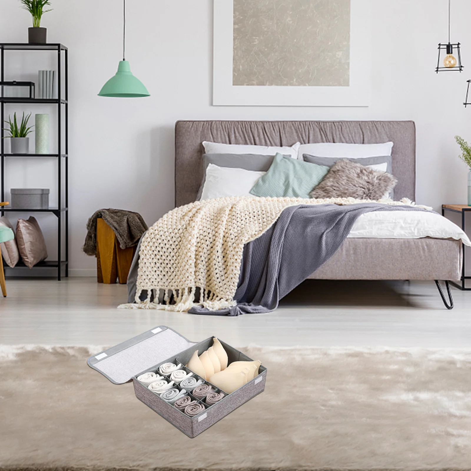 

1pc 13 Grids Underwear Storage Organizer Box Cotton Linen Multi Compartment Drawer Bra Socks Scarves Closet Case Dust Proof