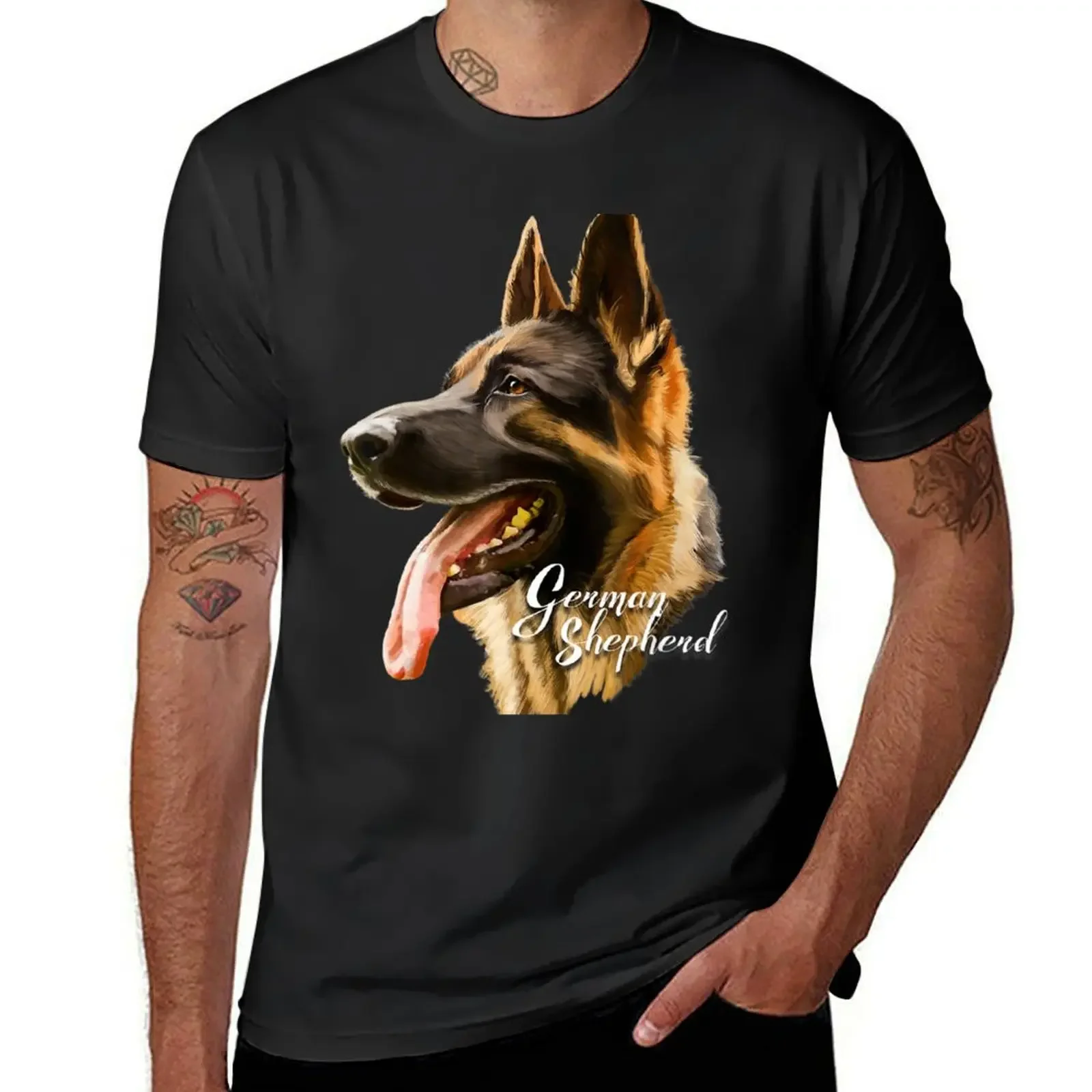 German Shepherd Sharp Cute Dog Mom Dad Pet Lover T-Shirt graphics vintage graphic tee for a boy men t shirts high quality