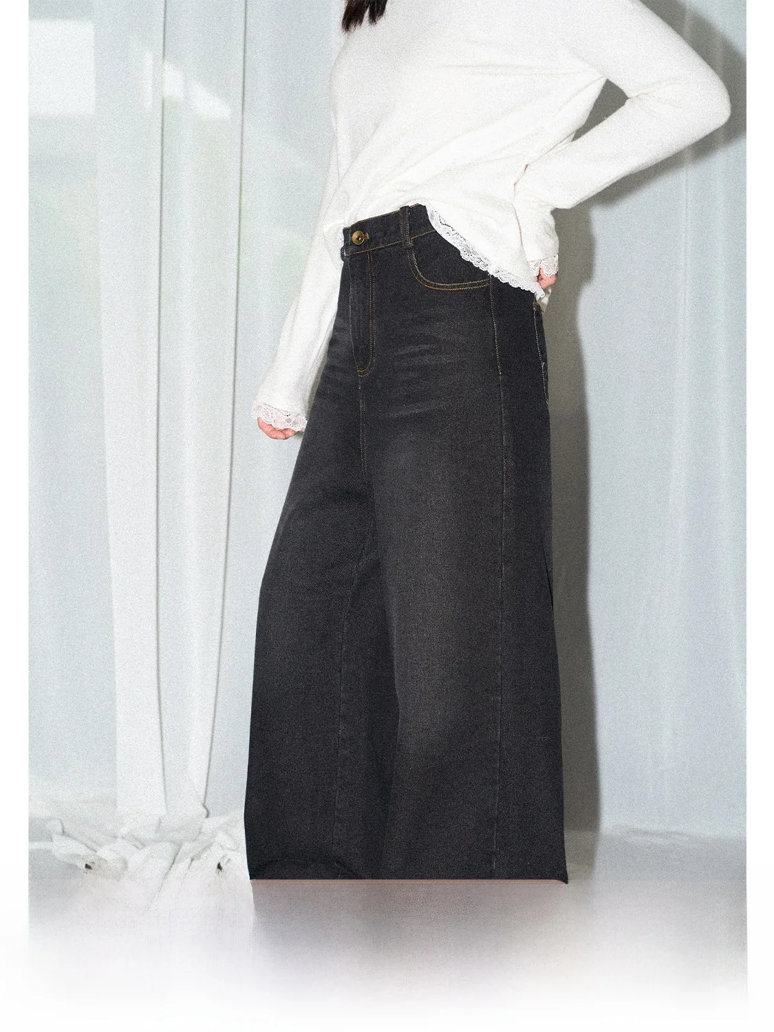 

Джинсы JINGU Superior Ratio Vintage с высокой талией и прямыми штанинами, модные универсальные прямые брюки для женщин на осень