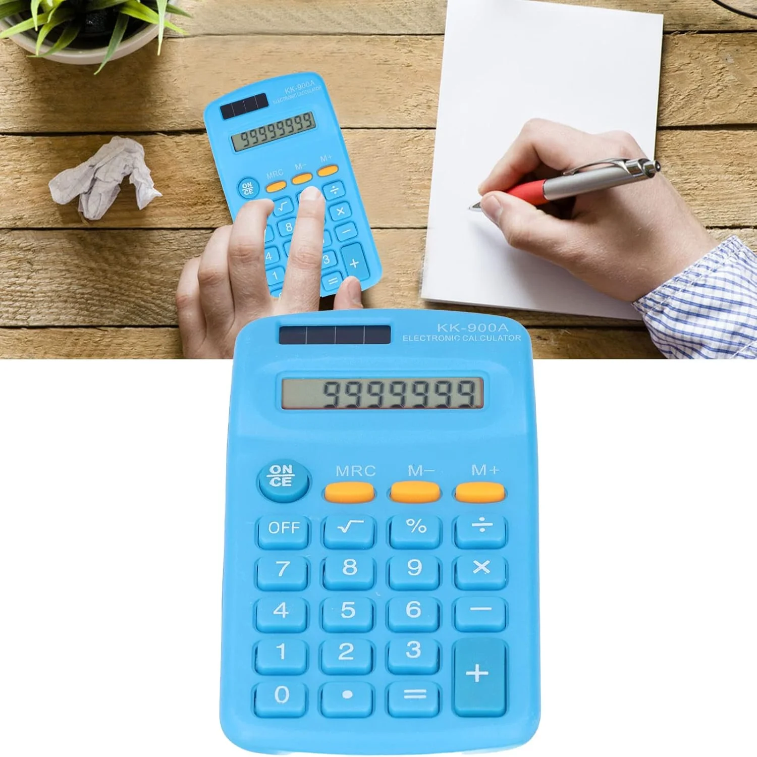آلة حاسبة محمولة تعمل بالبطارية الشمسية مكونة من 8 أرقام مع طاقة مزدوجة وشاشة شفافة للأعمال المكتبية والمدرسة، آلة حسابية خفيفة الوزن للجيب
