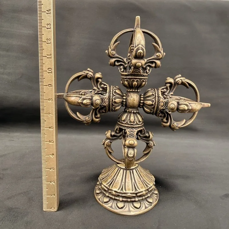 

Tibetan cross vajra large base brass large ornament home decoration handicraft collection