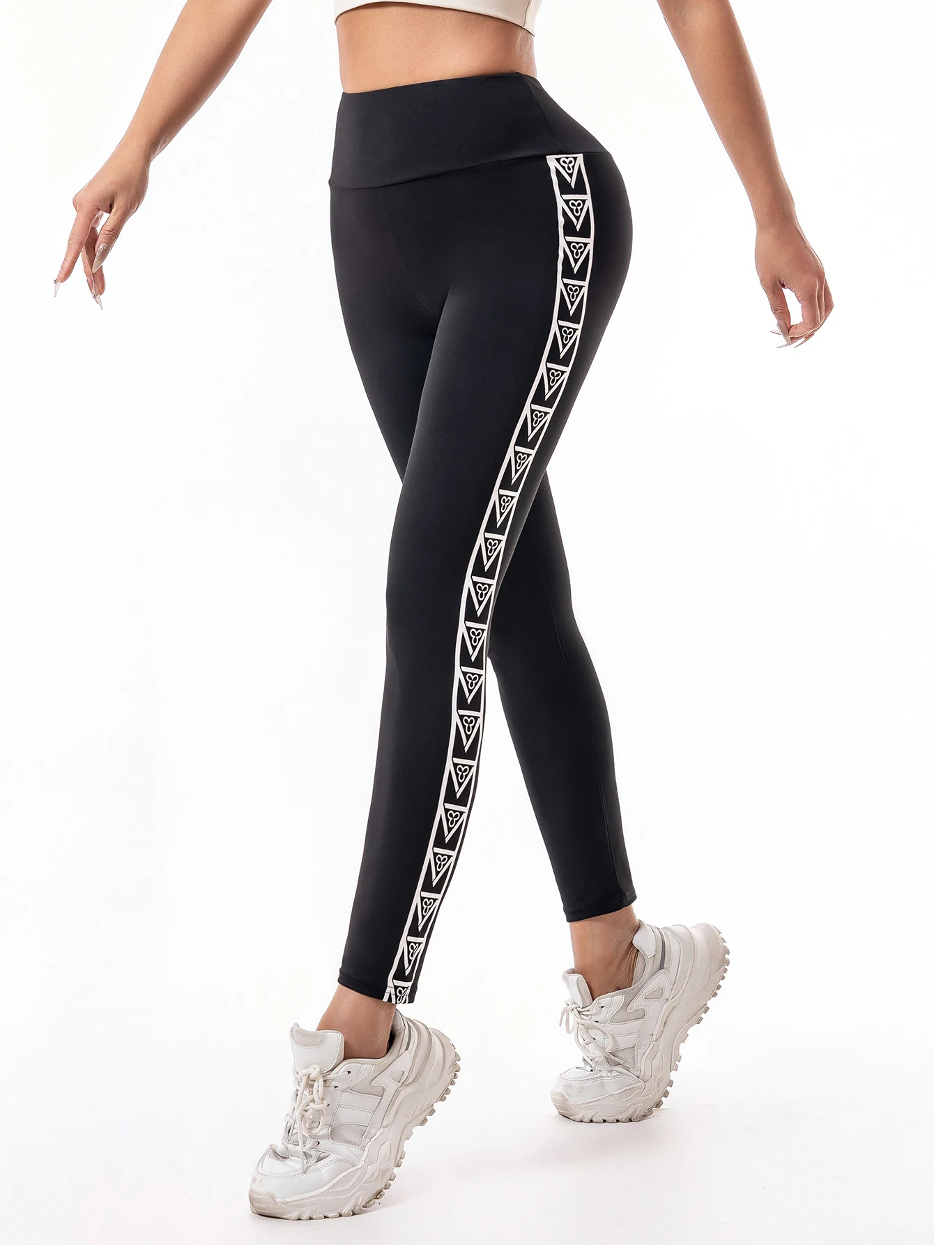 Women's 2025 new style of leggings for the European station with letch-shaped slimming elastic and personalized printed legging