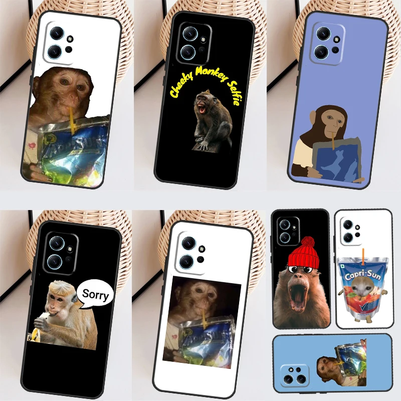 Monkey Sipping  Capri Meme Case For Xiaomi Redmi Note 12 Pro 8 9 10 11 Pro 9S 10S 11S 12S Redmi 12 9C 10C 12C Cover