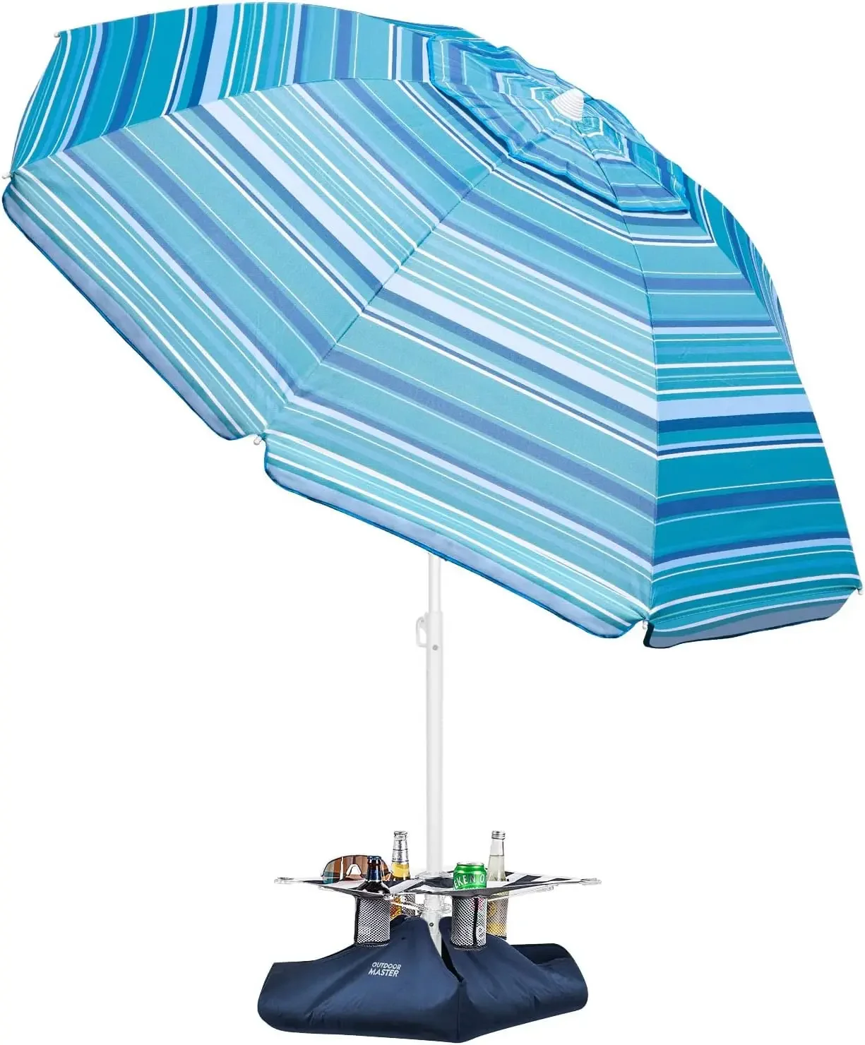 

Beach Umbrella with Sand Anchor and Sand Bags - 6.5ft Heavy Duty Windproof Tilt Portable Umbrella, UPF 50+ PU Coating with