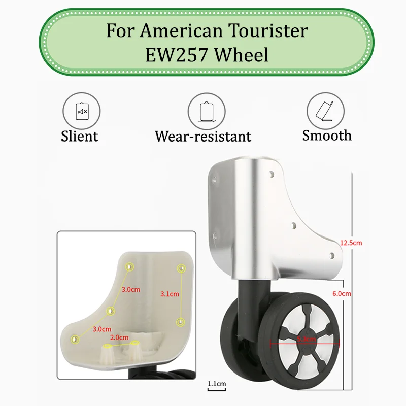 For American Tourister EW257 Universal Luggage Wheel Mute Wear-resistant Push-pull Smooth Luggage Replacement Accessories Wheels