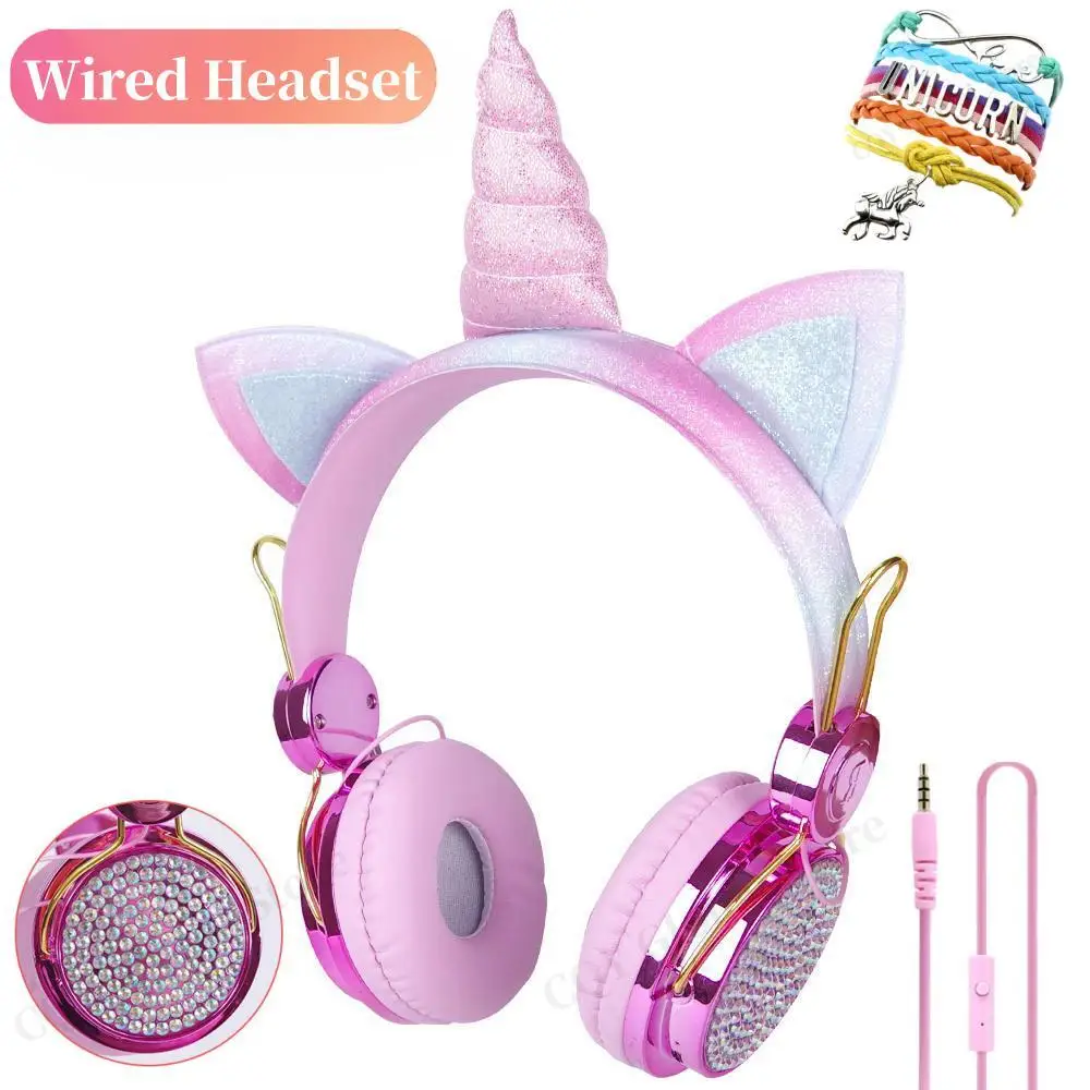 Cute Unicorn Wired Headphones for Children Girl Kids Audifonos Gamer Headset Fone de ouvido Unicornio Cat Ear Headphone Kid Gift