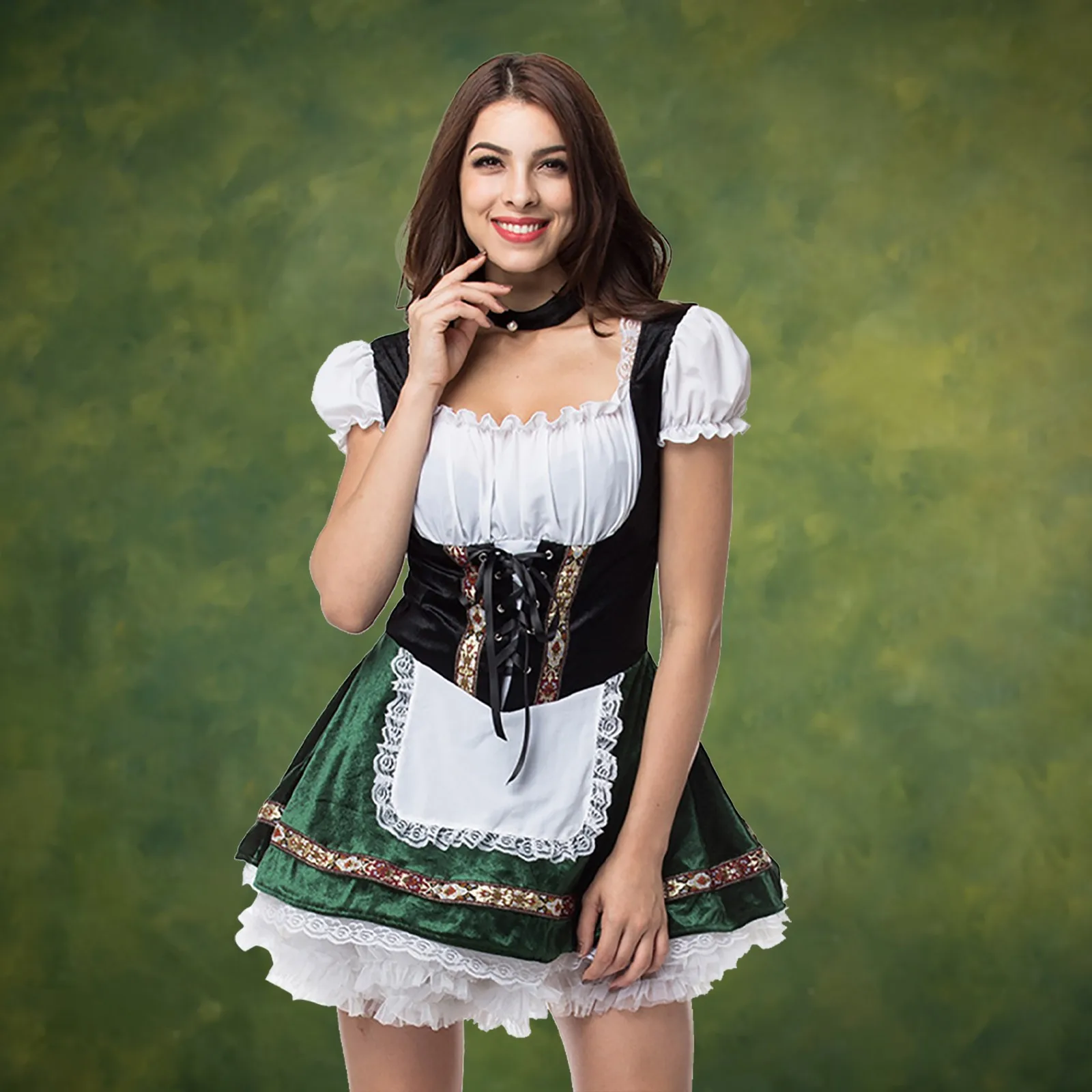 

German Traditional Festival Strapless Splicing Dress Beer Girl Costume 2024 New Women's Oktoberfest Maid Cosplay Costume