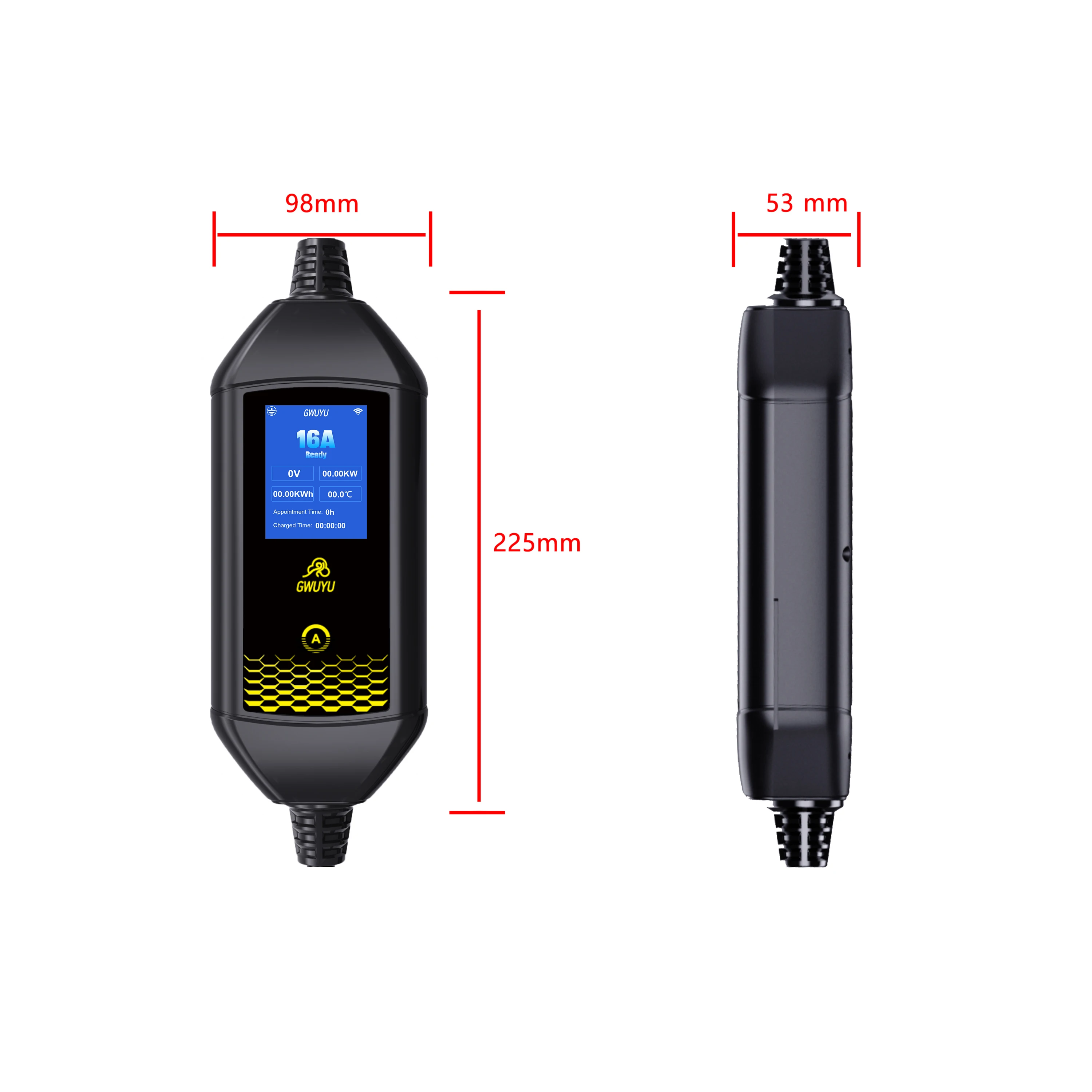 GWUYU 16A 3,5KW Typ2 Europäischer Standard-Stecker Tragbares Elektrofahrzeug-Ladegerät EVSE-Ladestation mit WLAN Bluetooth APP-Steuerung – Detail 9