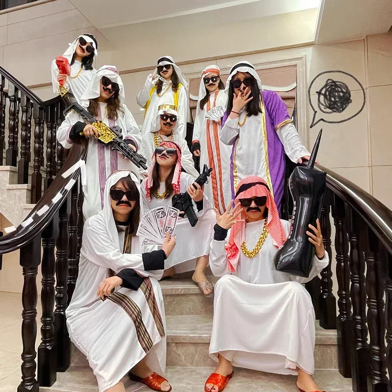 Halloween Costumes Adult Middle Eastern Arabic Robes Men and Women Dubai Local Tyrants Emirates Cosplay Costumes