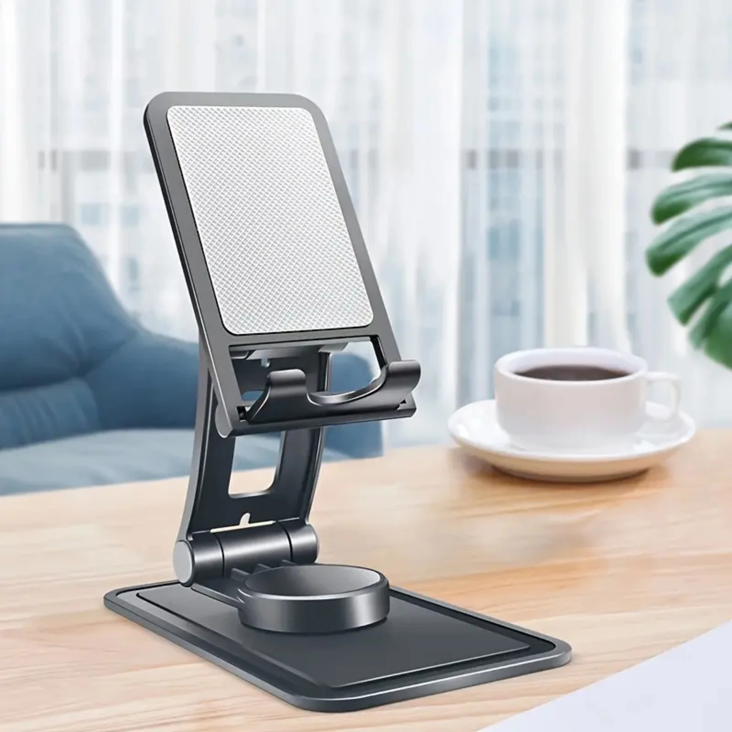 

Portable and Versatile Black Aluminum Alloy Tablet Stand with Adjustable Height and 360-Degree Rotation, Universal Compatibility