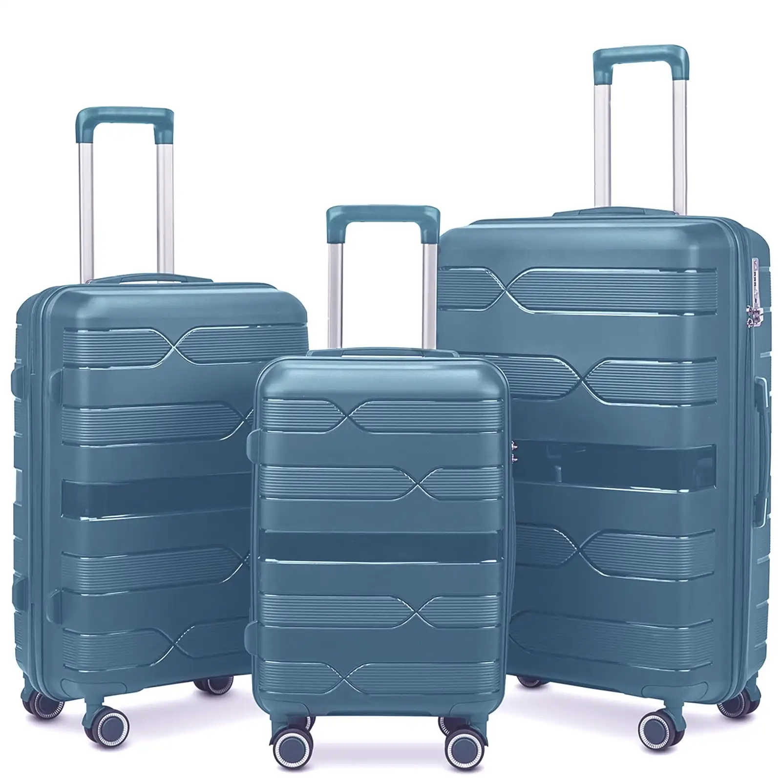 Handles Hardside Luggage Set 3 Piece - Spinner Wheels TSA Lock - Carry-On to Checked Suitcases