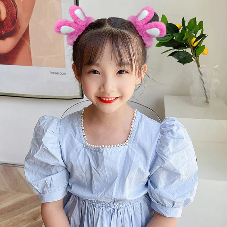 1PC New Rabbit Ear Plush Girls Kids Elastic Hair Bands Children Hair Ties Cute Princess Hair Accessories Baby Headwear