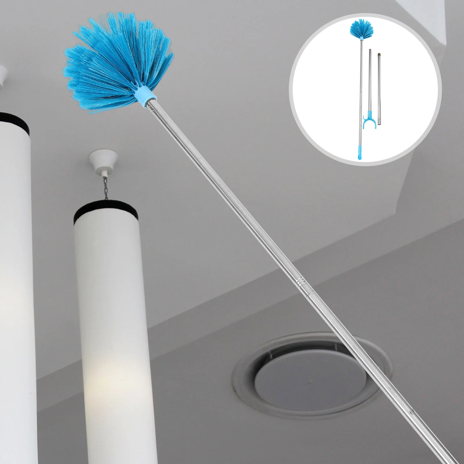 Telescopic Dust Brush Spider Web Cleaner Ceiling Fan Blade Wall Duster Cobweb Remover Outdoor with Extension Pole Rod Lengthen