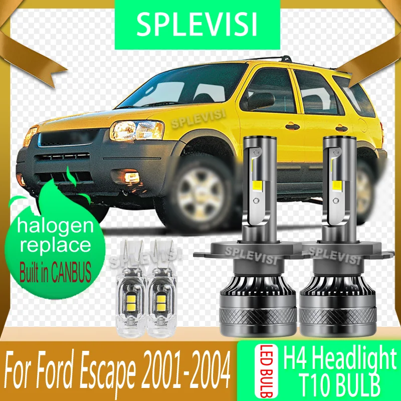 

LED Headlight Bulbs With Built-in Resistor & Fan 500% More Lumen Than Halogen H4/9003/T10 For Ford Escape 2001 2002 2003 2004