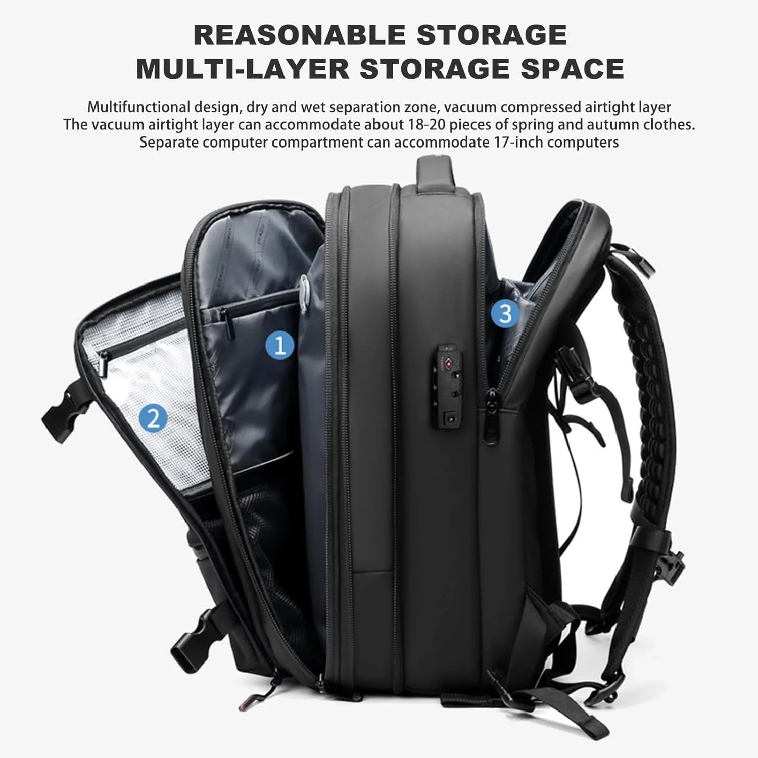 60L Airback Expandable Backpack with Air Pump Vacuum Compression Airbag Backpack Men Women Carry-on Business BackPack School Bag