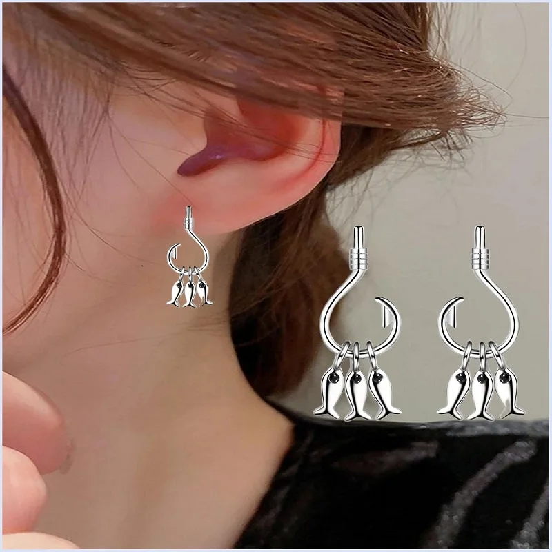 Cute Sweet 925 Sterling Silver Little Fish Shape Ear Hook Drop Earrings for Women Girls Anniversary Party Fashion Jewelry Gifts